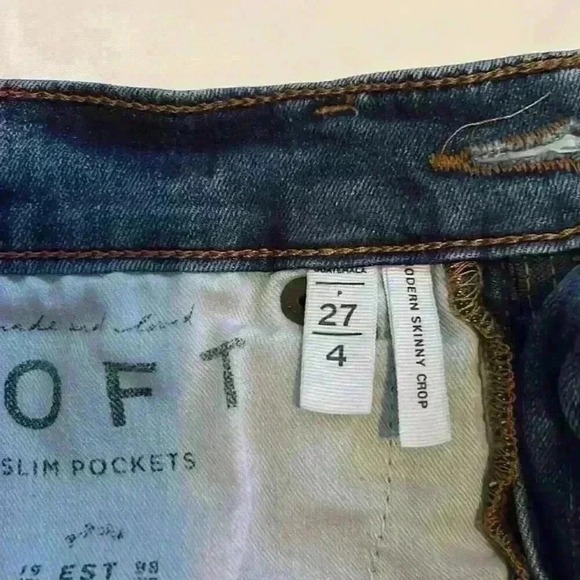 Loft Modern Skinny Crop Mid Rise Jeans Size 27/4 Medium Wash Stretch Classic - Picture 4 of 6